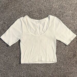 Love Tree White Ribbed Crop Top